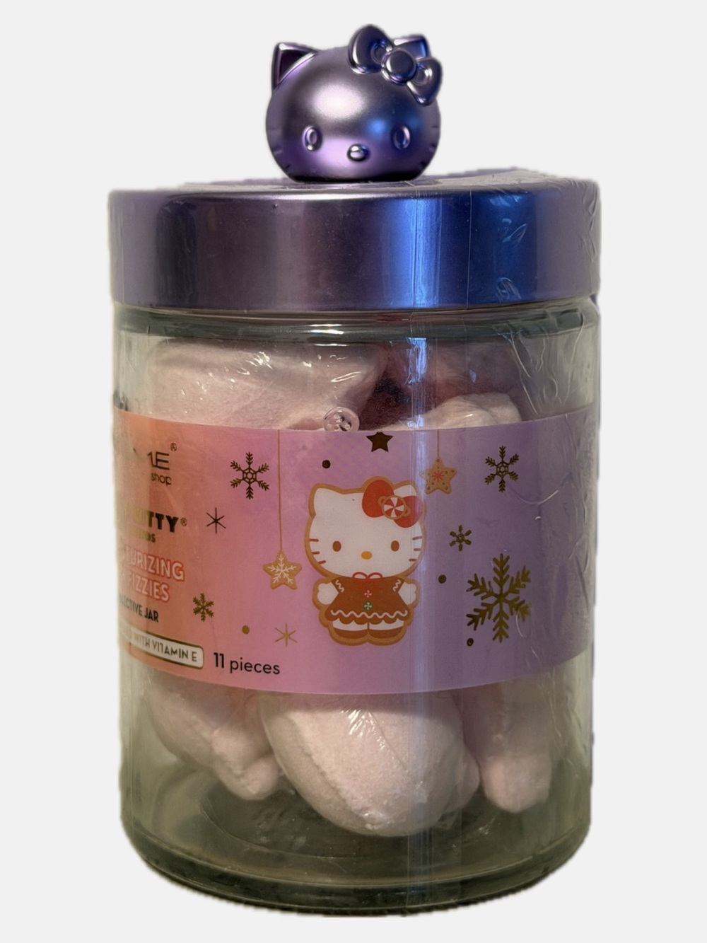 Hello Kitty Purple Lid Pink Bath Fizzies Jar